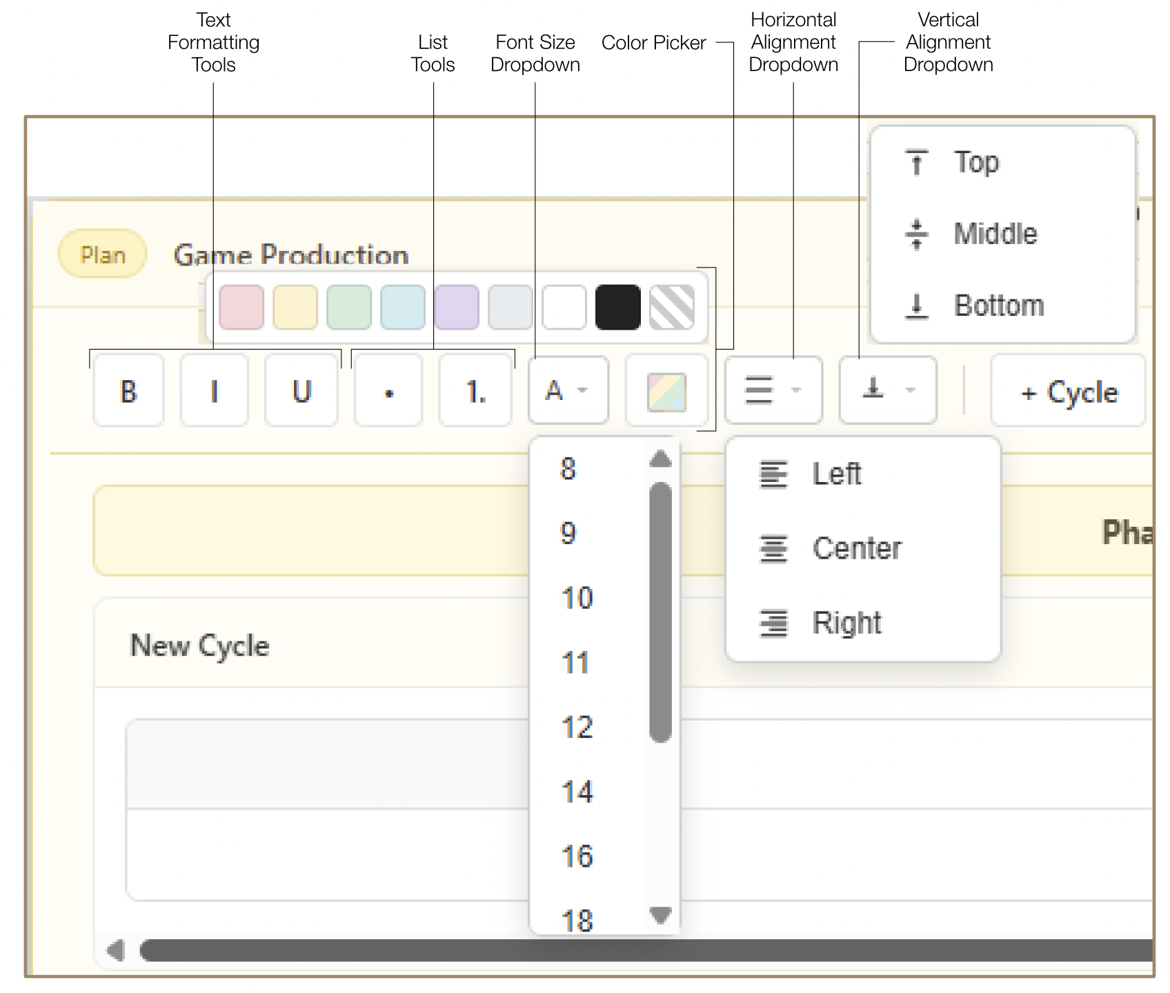 Game Production plan detailed view with work sessions and task breakdown